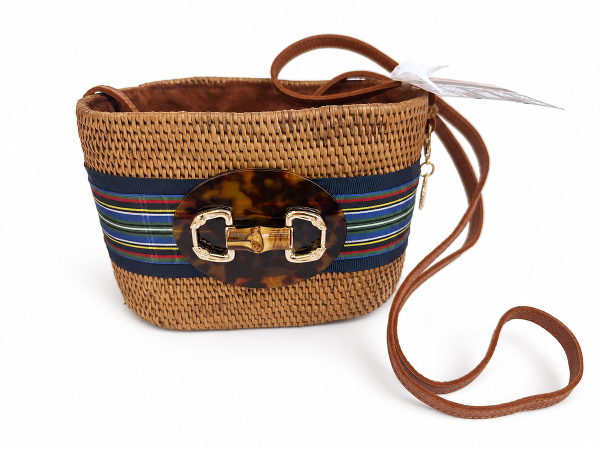 Small Charlotte Bag with Navy Tartan & Tortoise