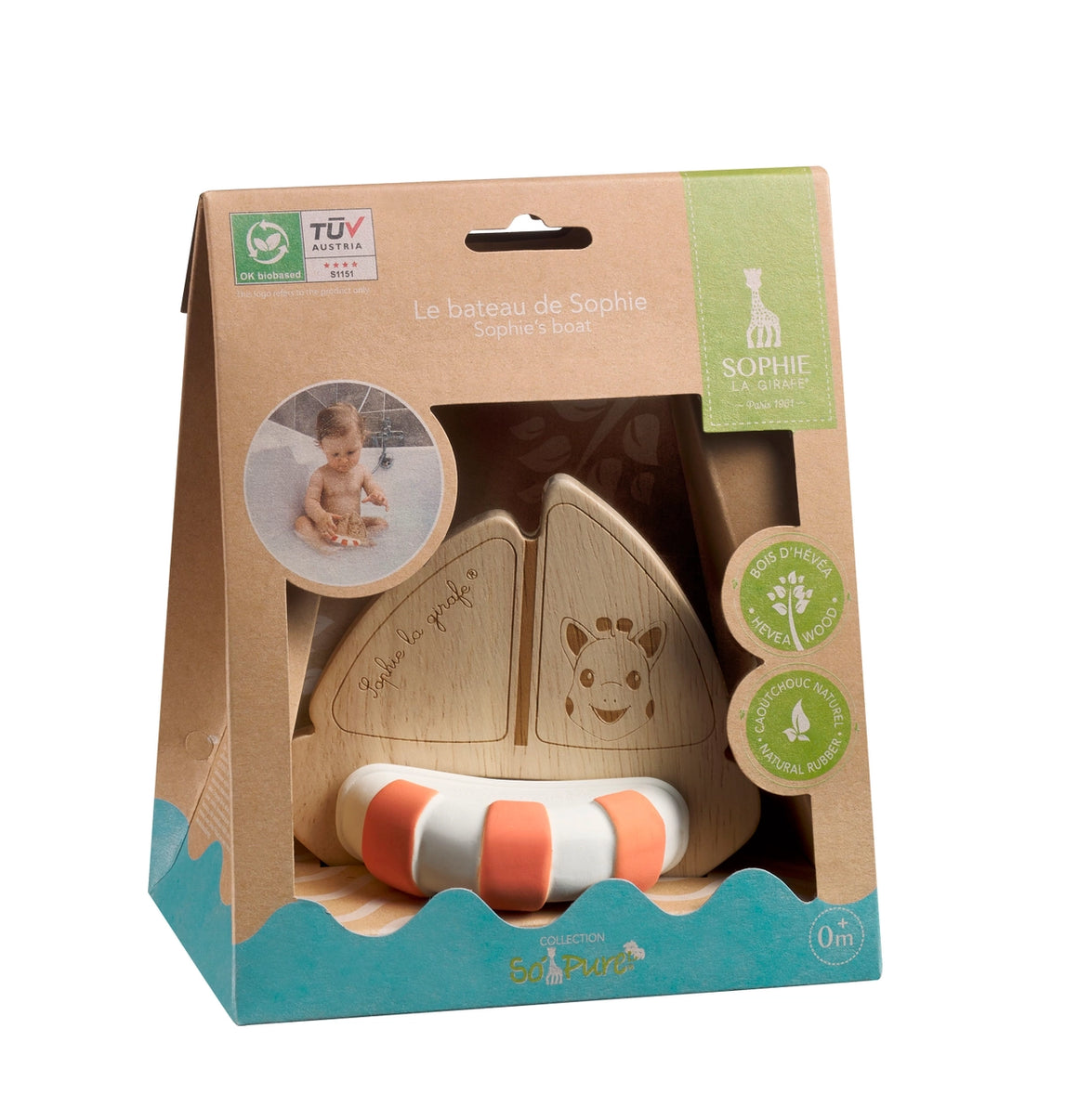 So’Pure Sophie la giraffe Rubberwood Boat
