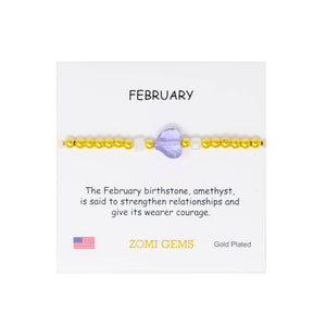 Stretchy Gold Bead Heart Birthstone Bracelets for Kids