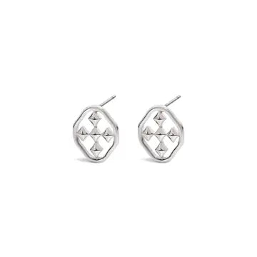 Gracewear Collection | Post Shield Earrings Rhodium