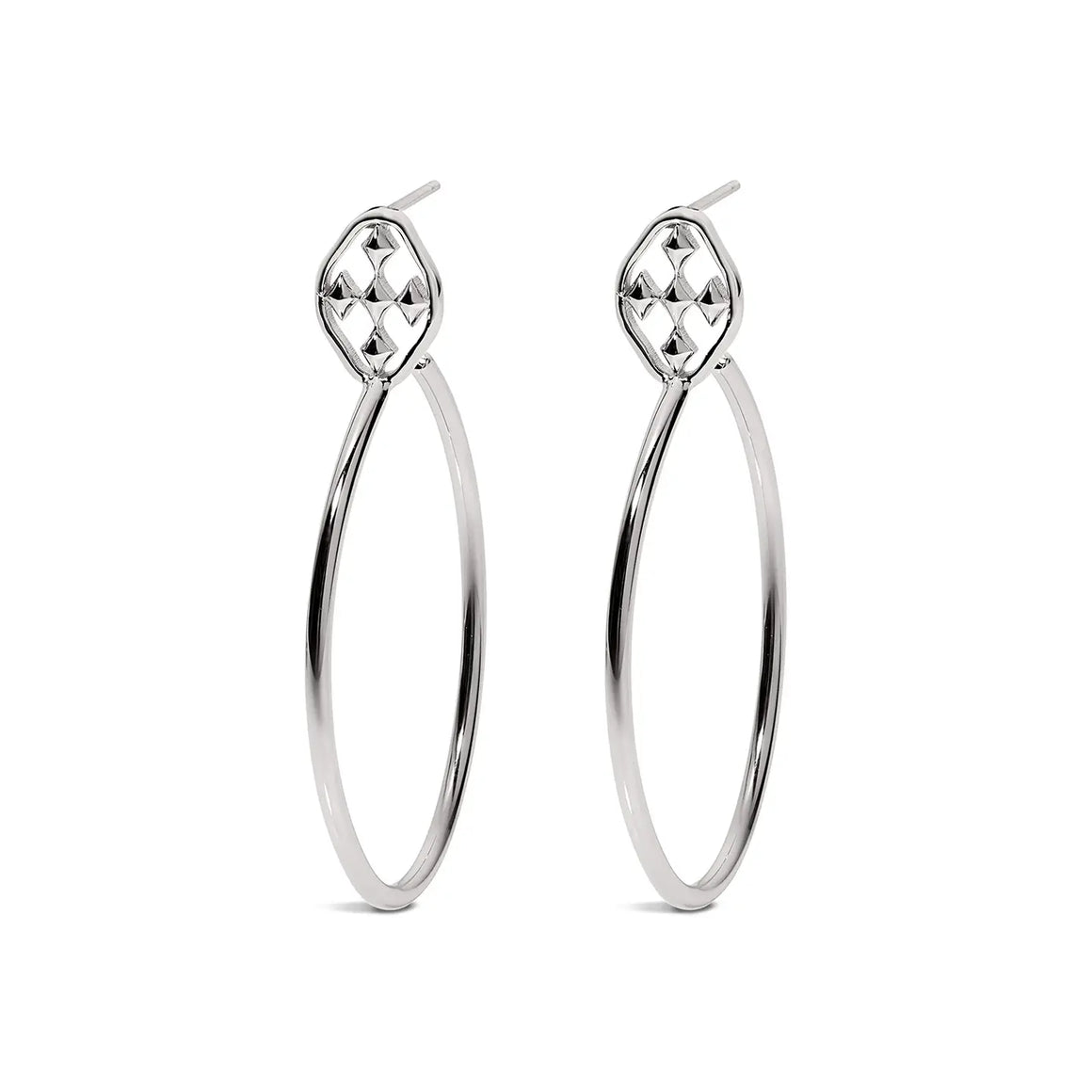 Gracewear Collection | Shield Large Oval Hoops Rhodium