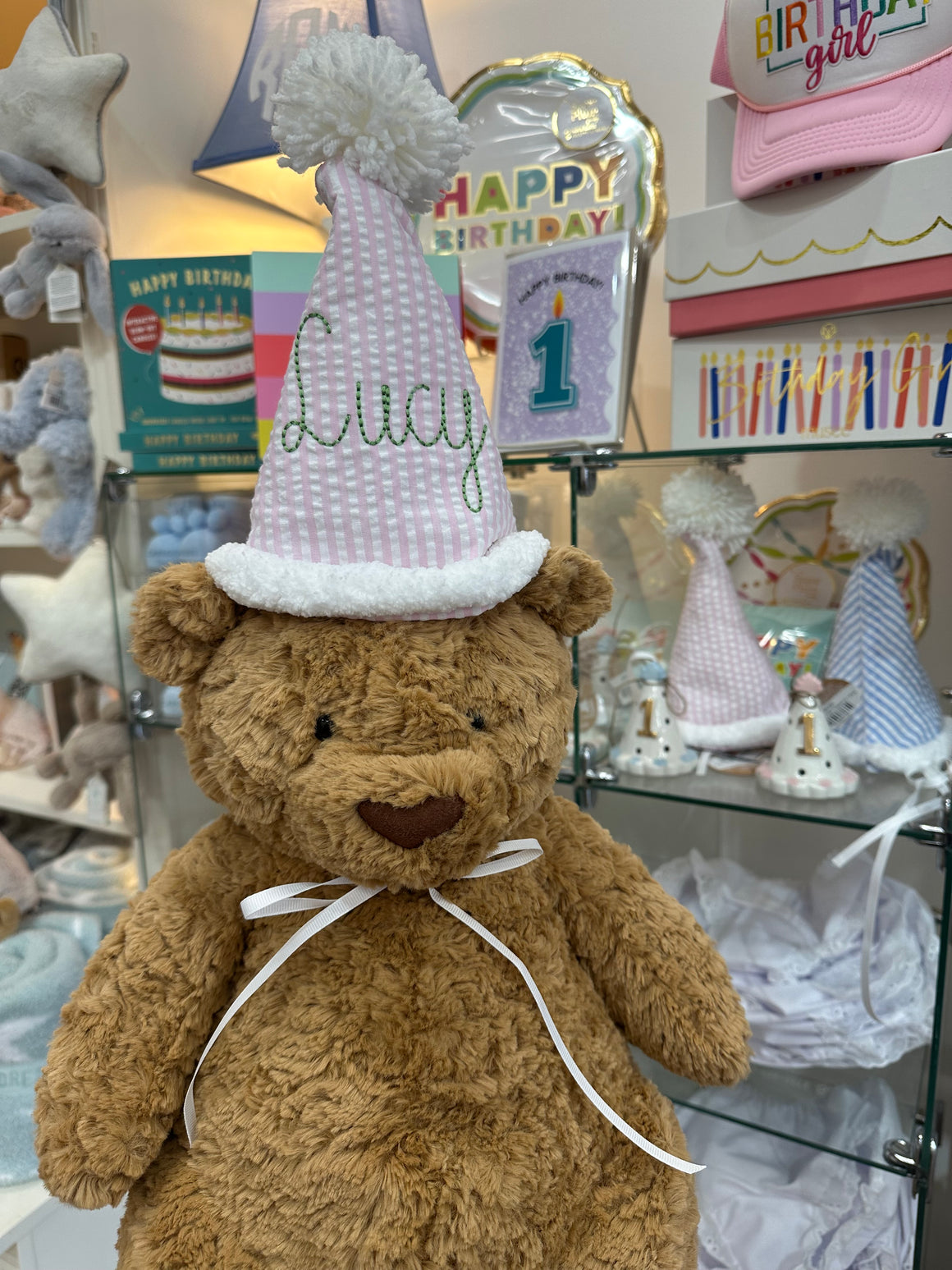 Seersucker Birthday Hat with White Number