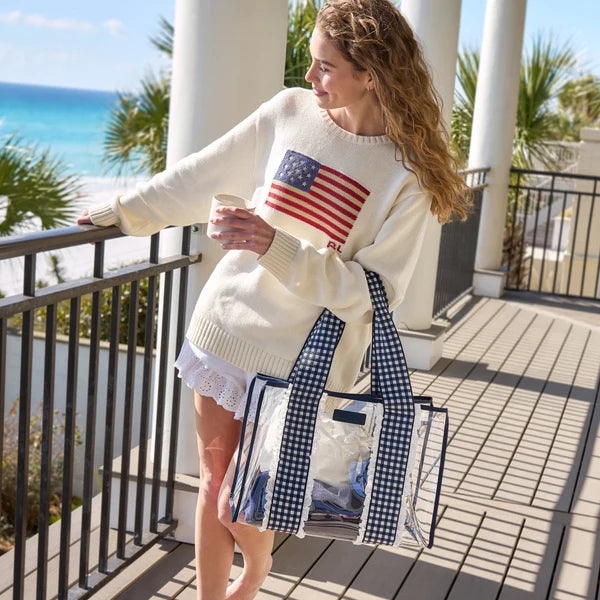 Case-Mate Clear Navy Gingham Jelly Tote