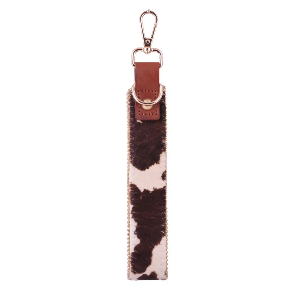 Zipper Lined Calf Hair Key Chain/Wristlet