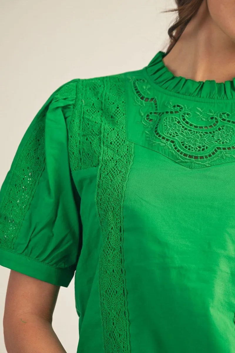 Gracie Lace Puff Sleeve Top