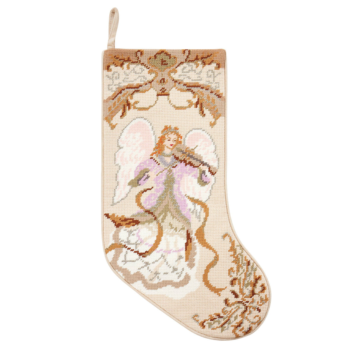 Angel with Violin Needlepoint Stocking