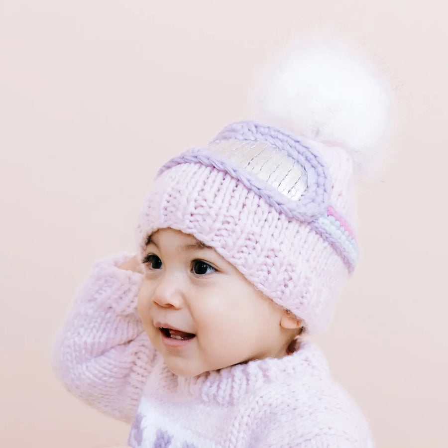Ski Goggles Beanie Knit Hat - Baby Pink