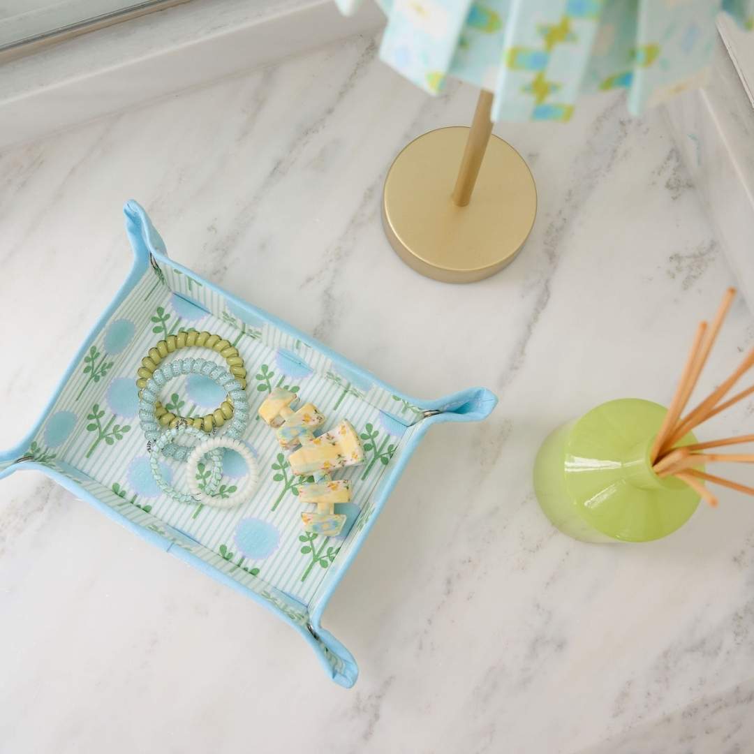 Marigold Ticking Stripe Blue Snap Tray