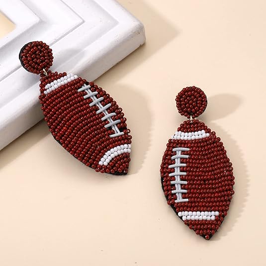 Beaded Football Earrings