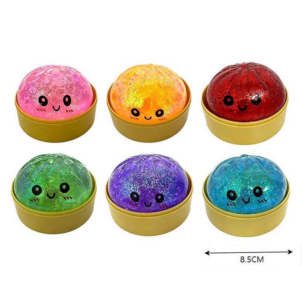 Glittered Steamed Bao Bun Dumpling Squeeze Squishy Toy