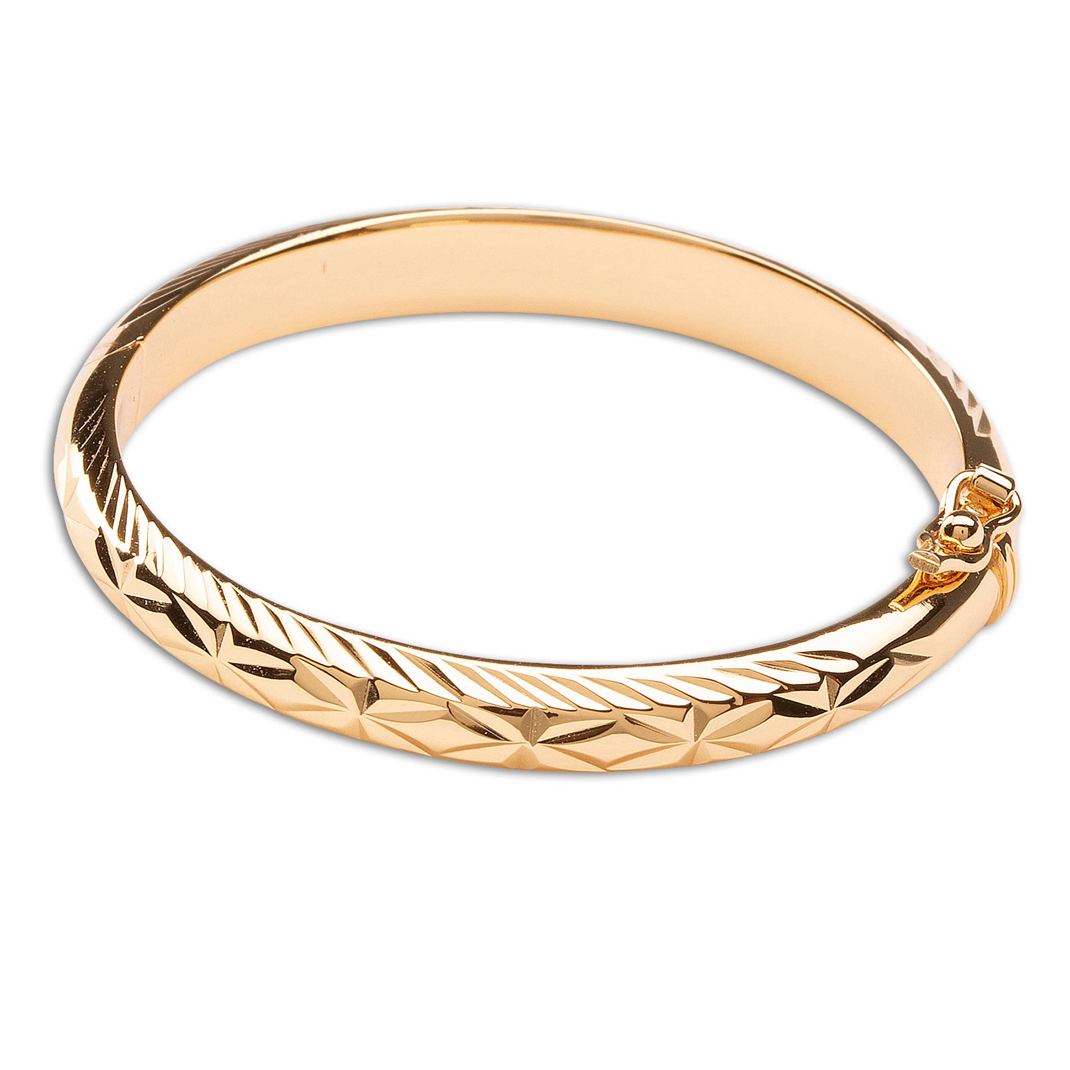 14K Gold-Plated Etched Baby Bangle for Kids Gift for Girls