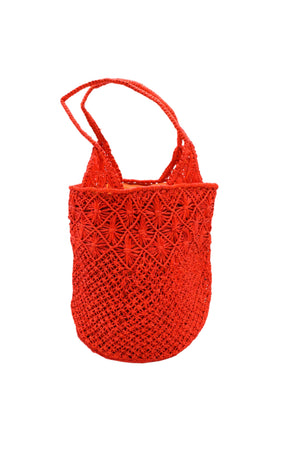 Luca Macrame Diamond and Crochet Straw Handbag