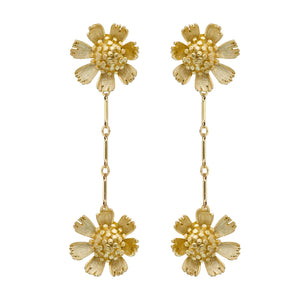 Susan Shaw | Gold Double Wild Flower Earrings