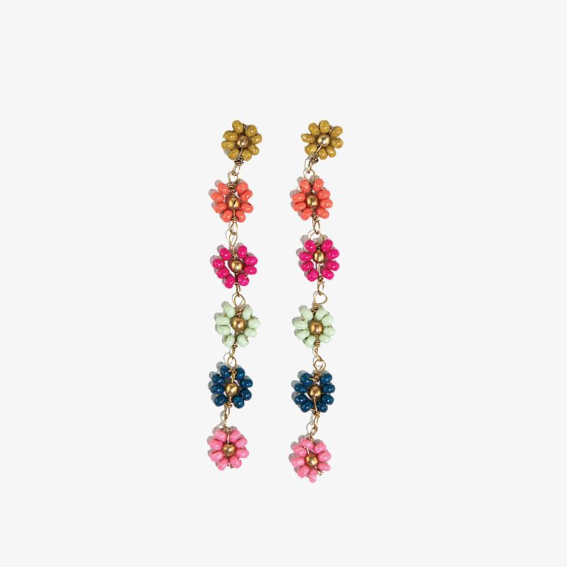 Amanda Flower Beaded Dangle Earrings