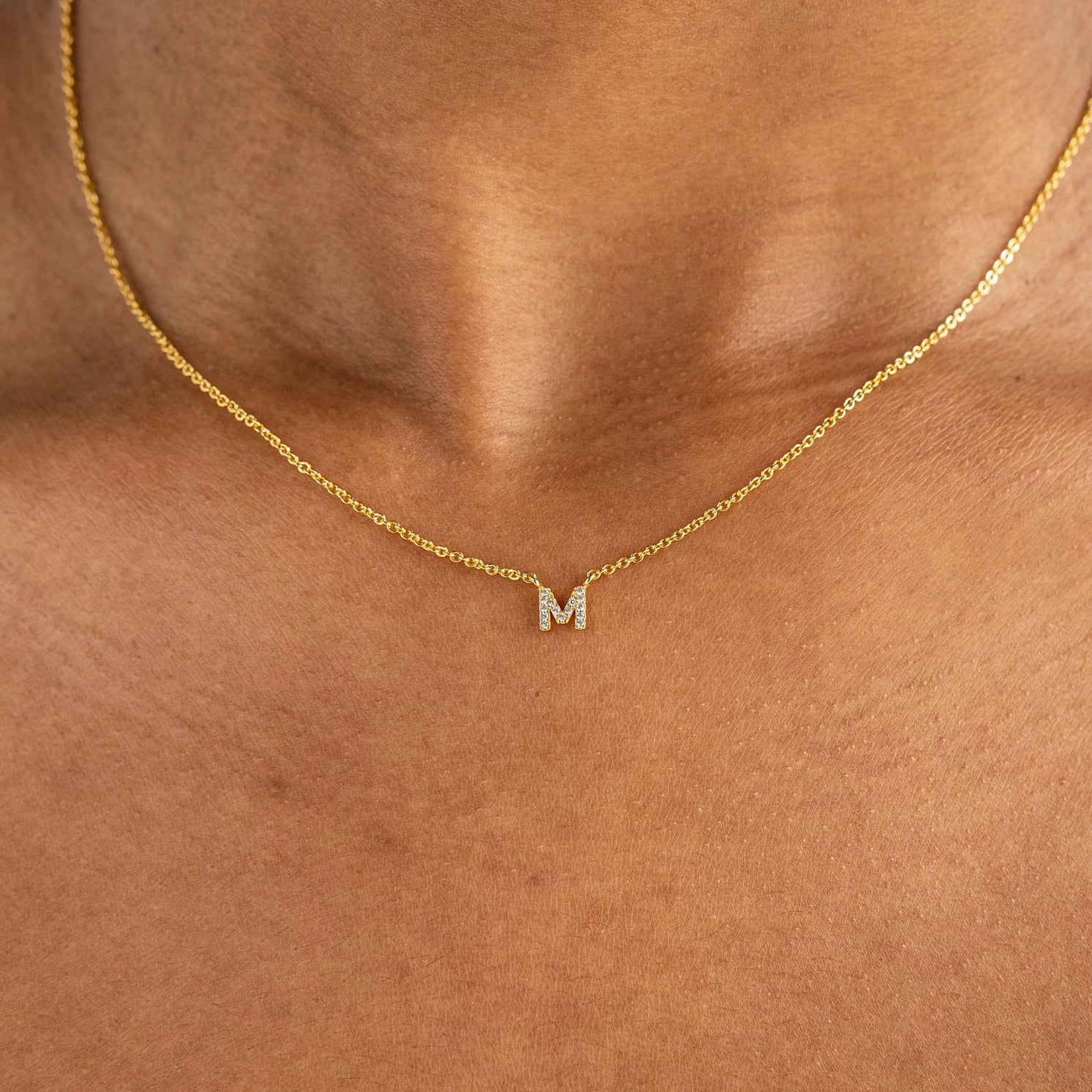 18K Shiny Gold Initial Necklace