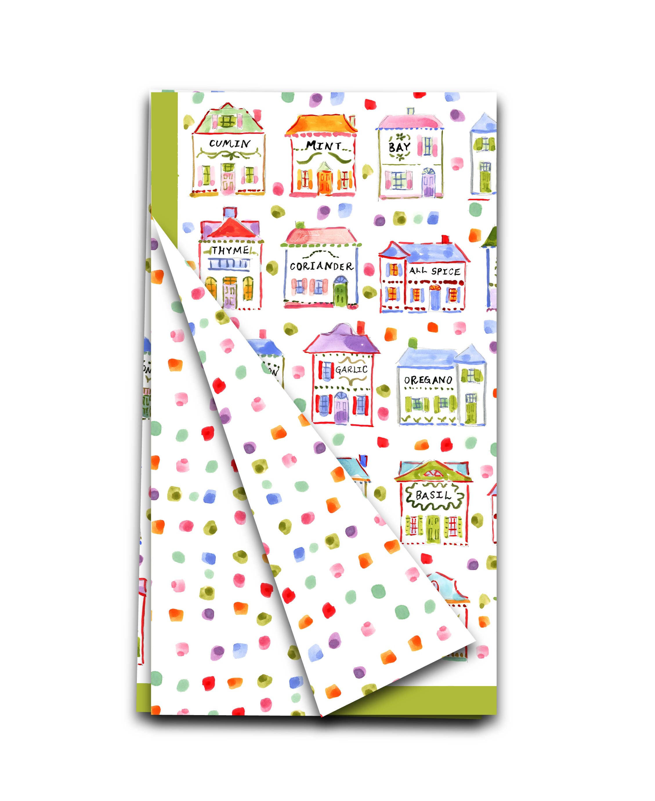 Double Sided Spice Village Tea Towel