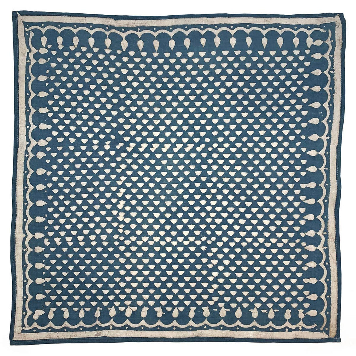 Block Printed Bandana - Indigo Triangles and Teardrops