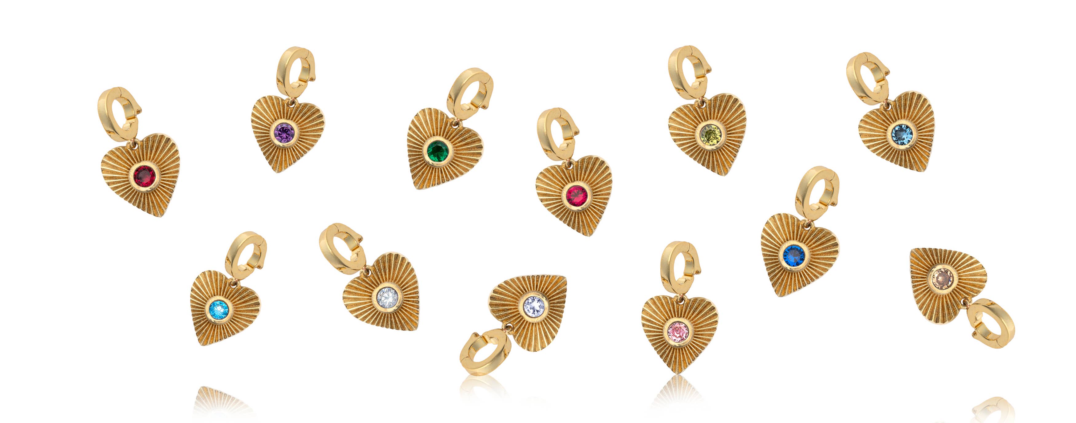 Gold birthstone heart charms (designed for charming)