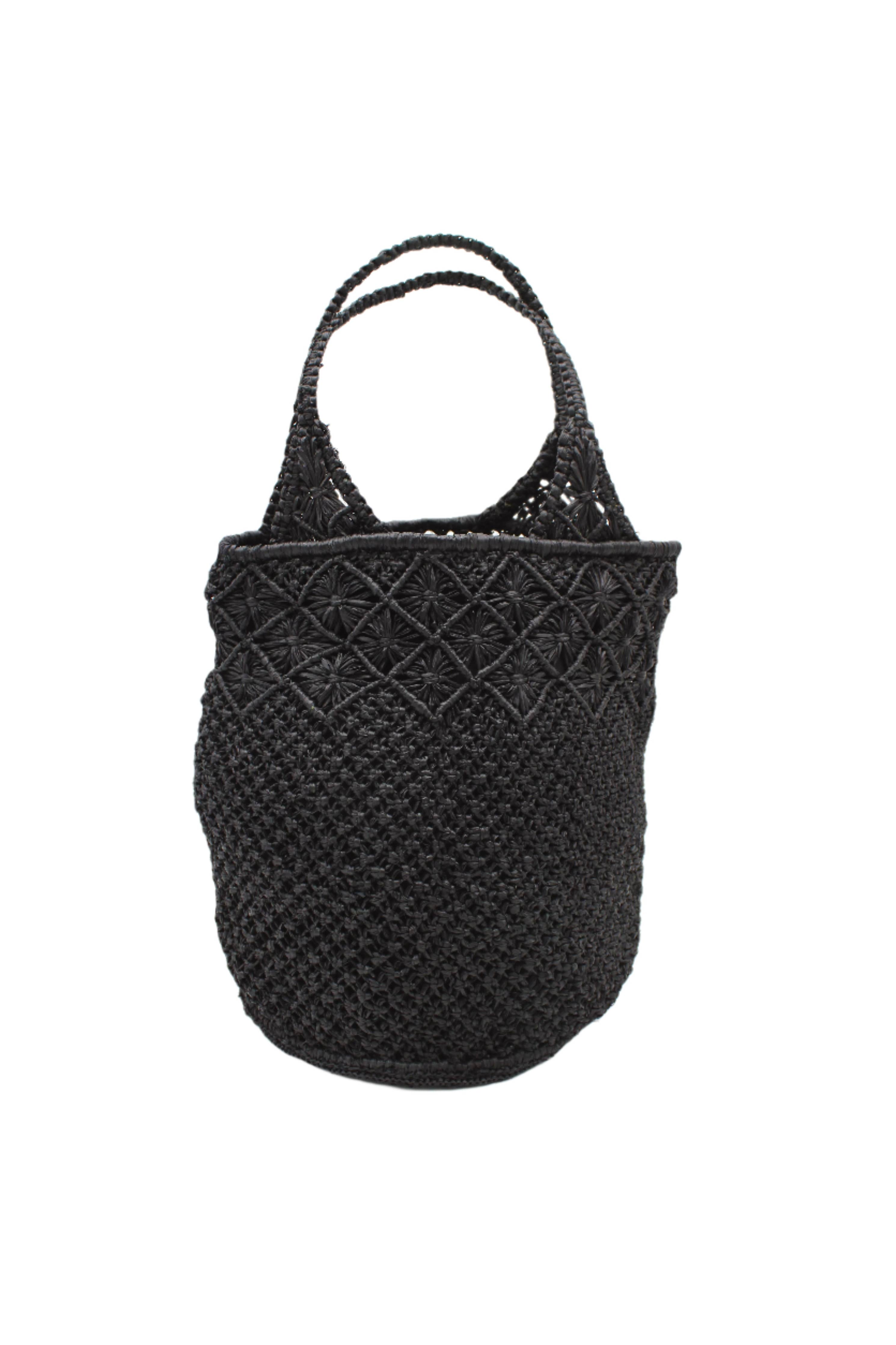 Luca Macrame Diamond and Crochet Straw Handbag