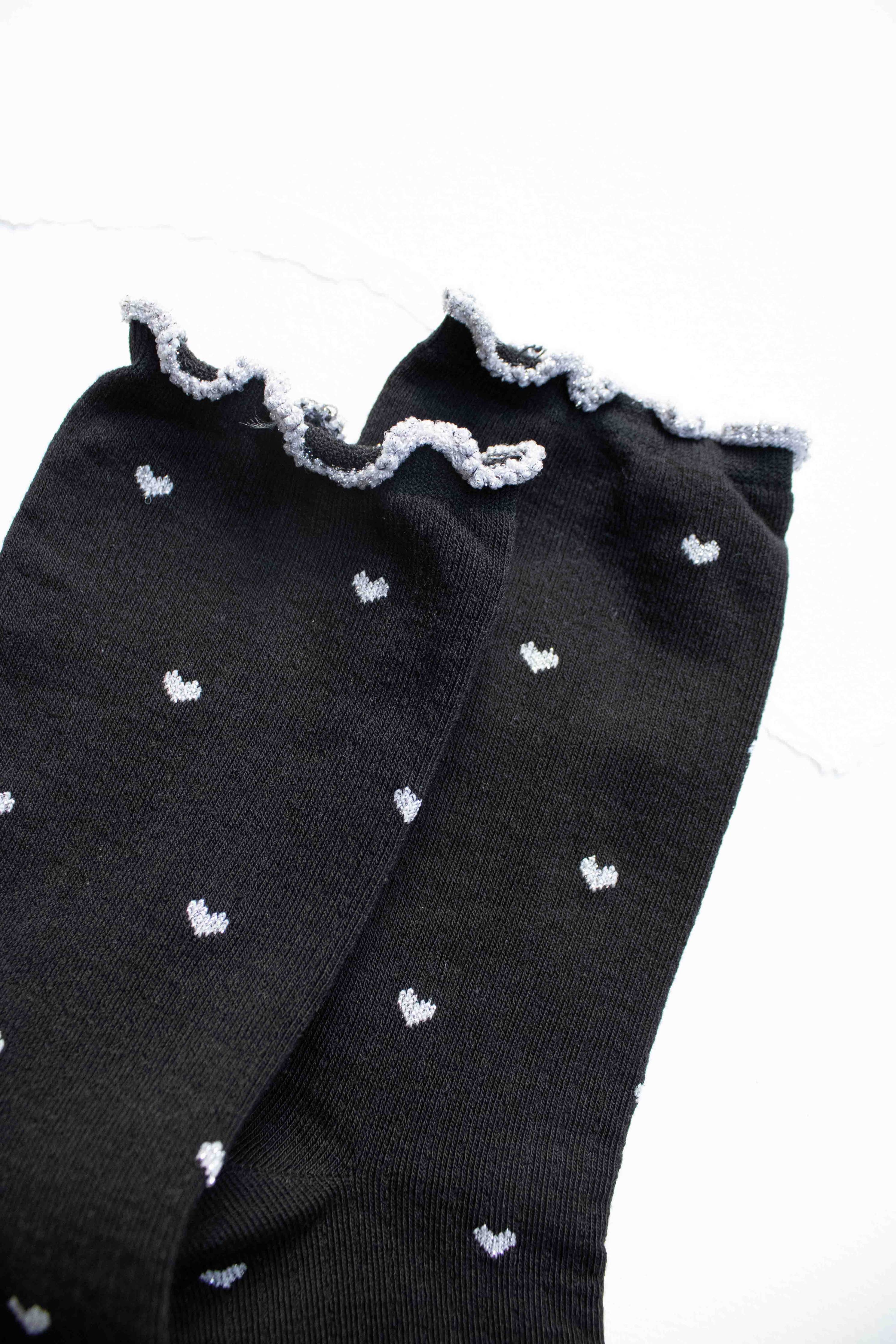 Mini Heart Ruffle Cotton Blend Socks