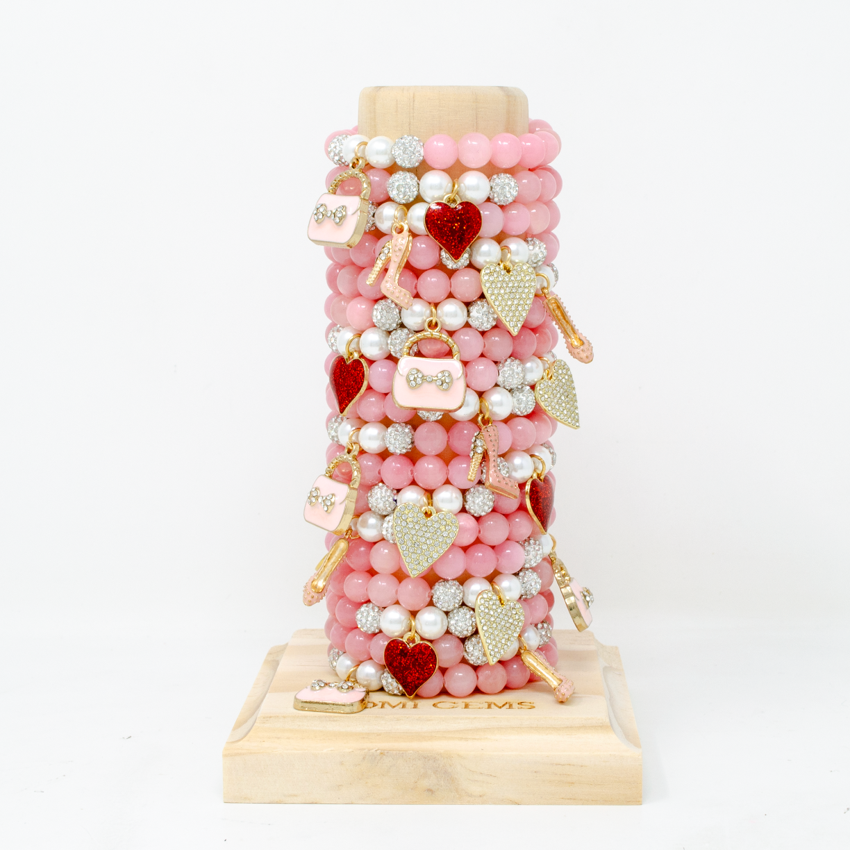 Fancy Pink Hearts Bracelet