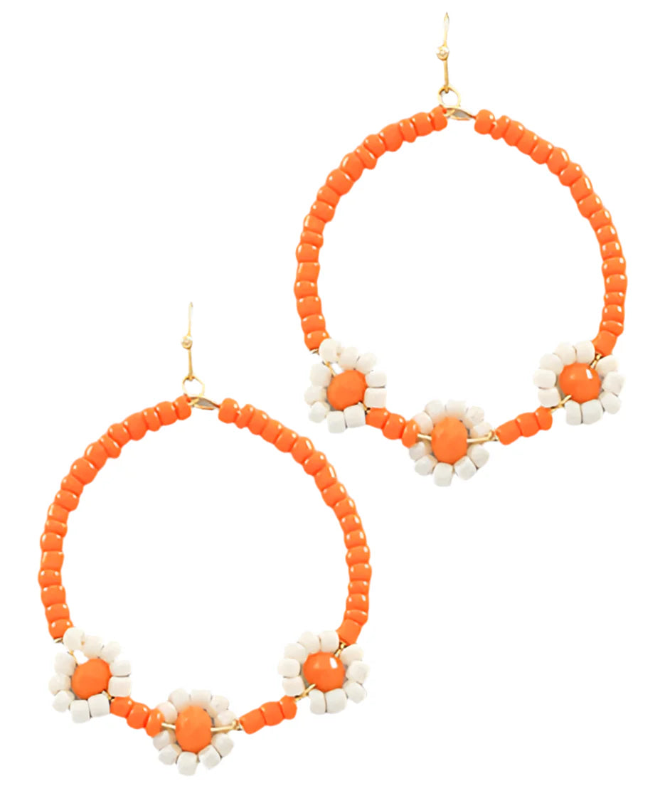 Flower Daisy Hoops Orange/White