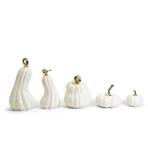 Gourdges White Pumpkin with Gold Stem