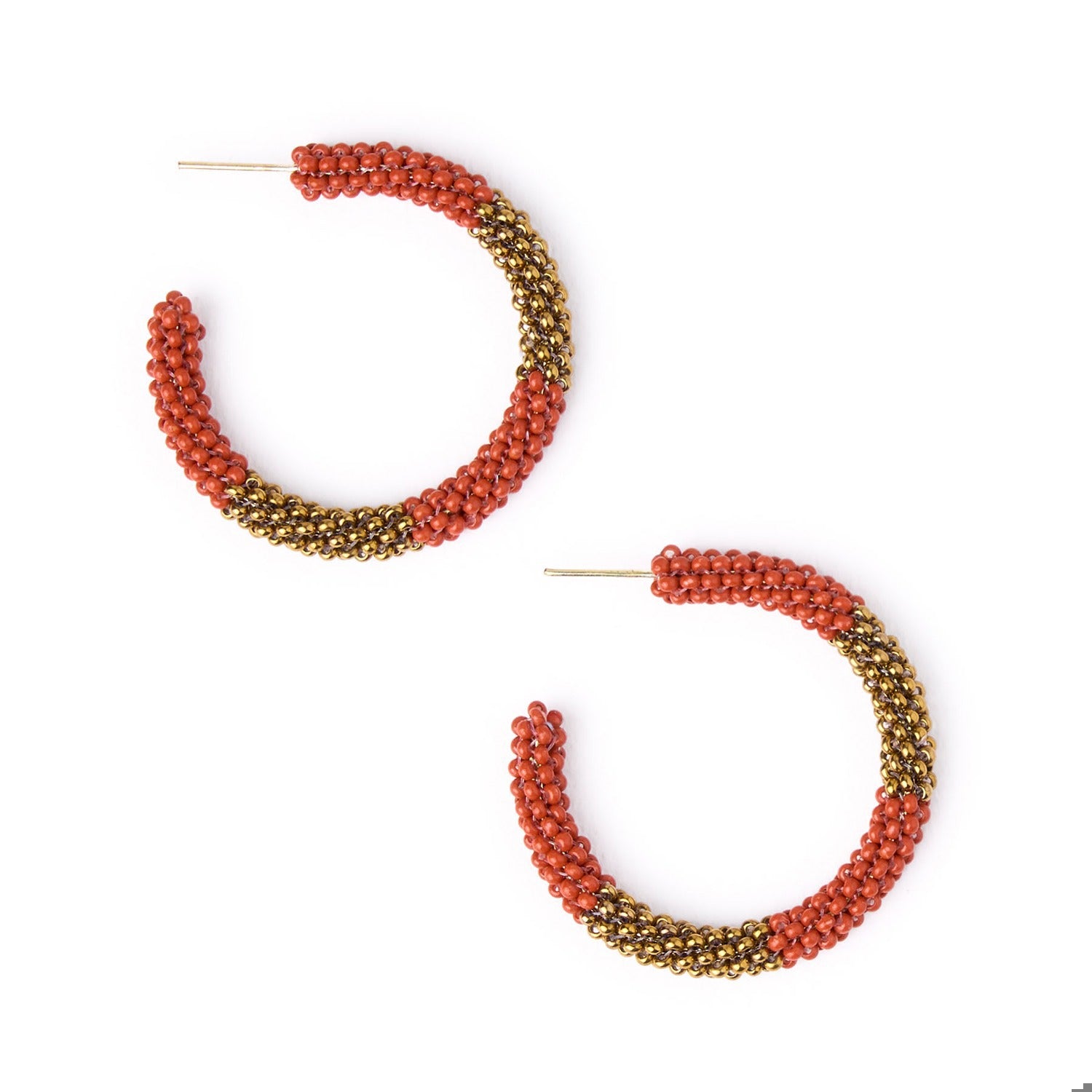 Gameday Seed Bead Color Block Hoop Earrings