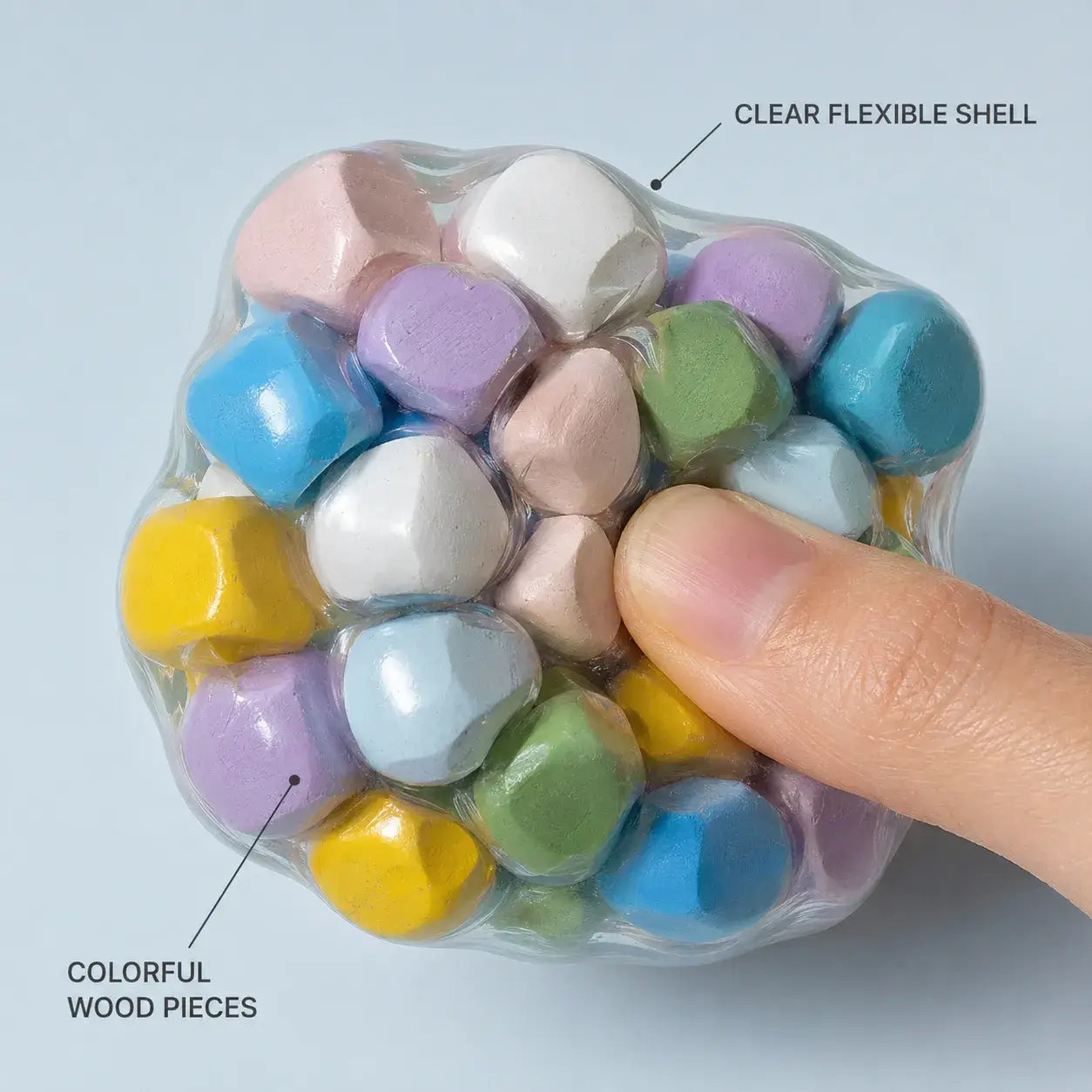 Rainbow Wooden Block Crunchy Squishy Ball