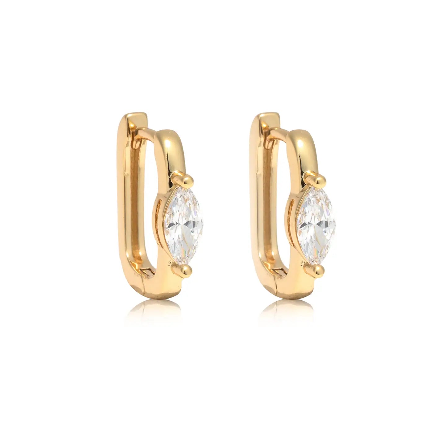 CAI | Gold Marquis White Stone Huggie Earrings