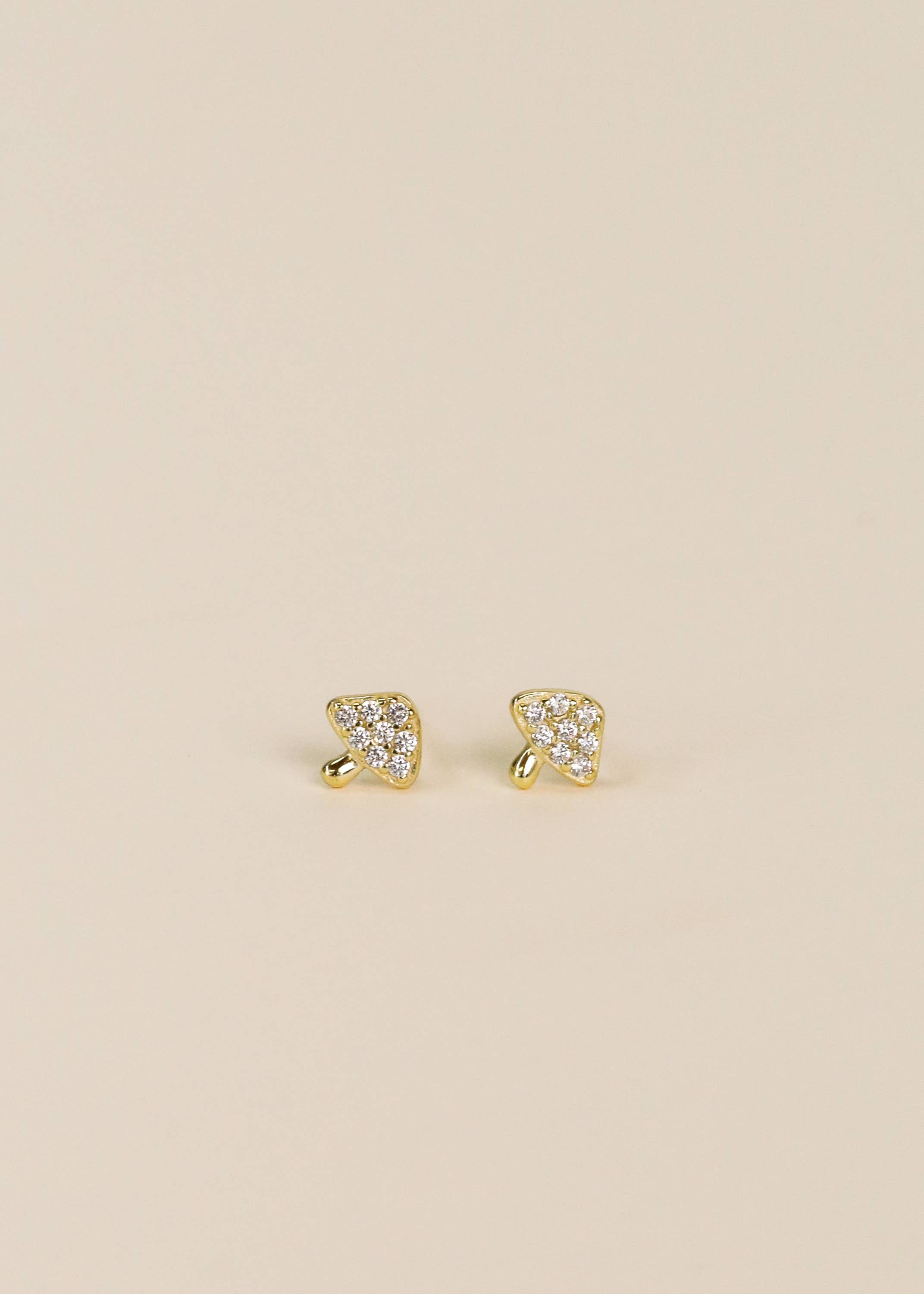 Pave Stud - Mushroom - Gold Earrings