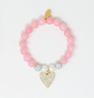 Fancy Pink Hearts Bracelet