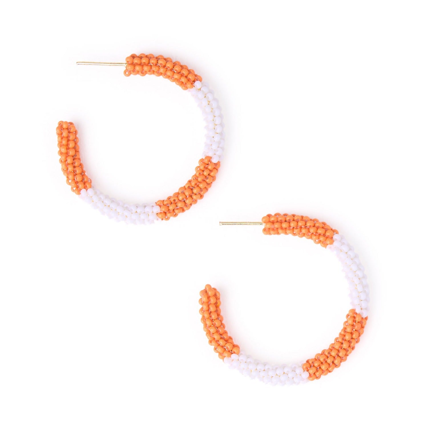 Gameday Seed Bead Color Block Hoop Earrings