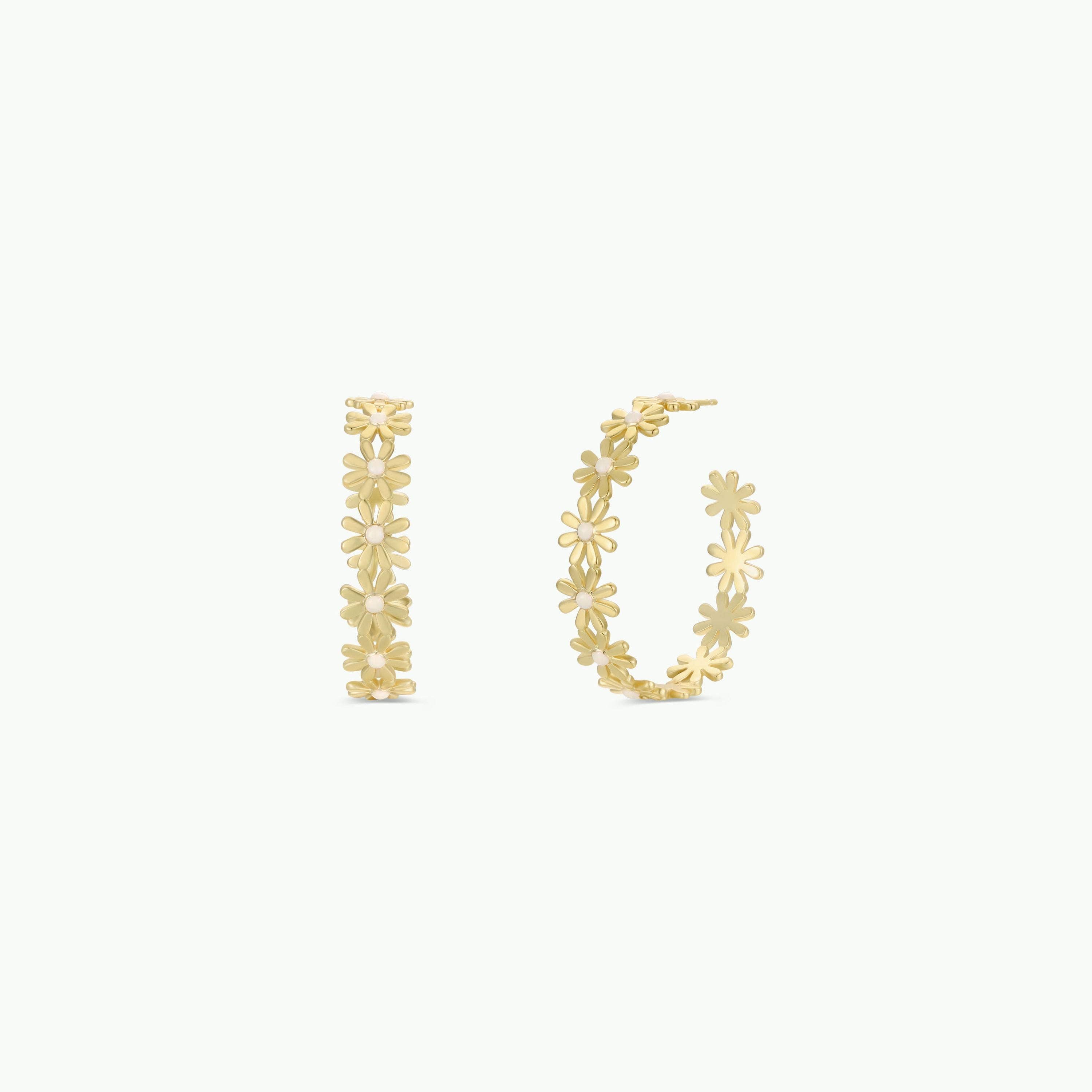 Daisy Chain Hoop Earrings - Enamel and Gold