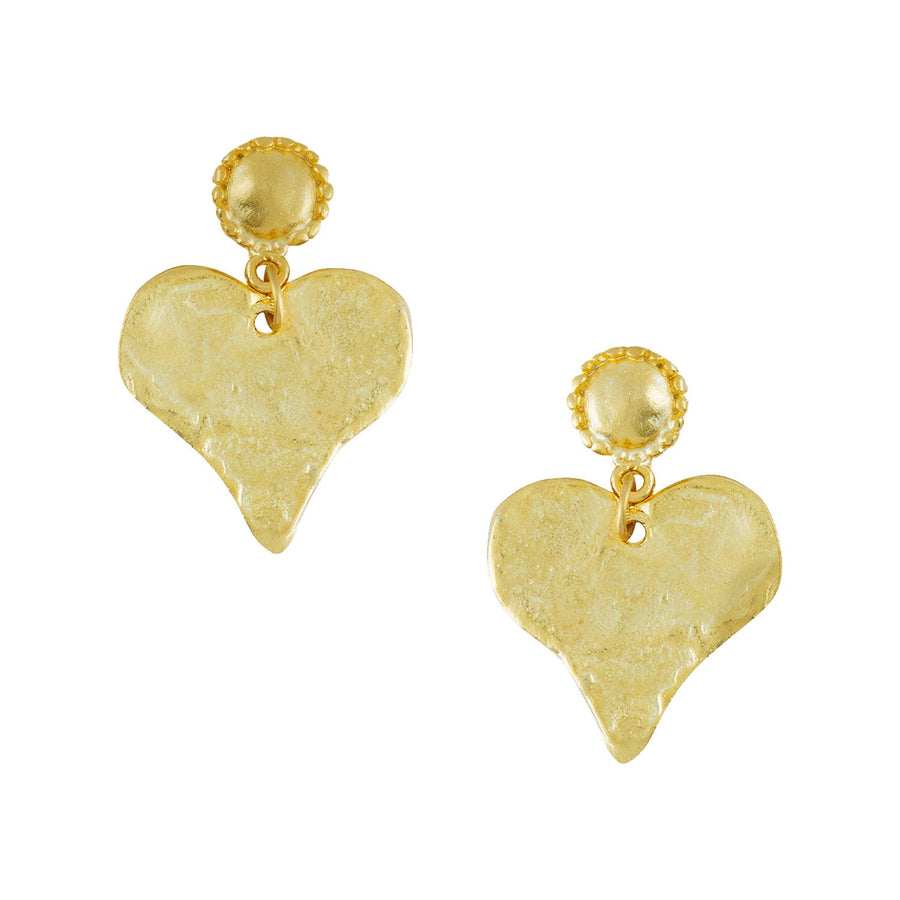 Susan Shaw | Gold Heart with Beaded Top Earrings