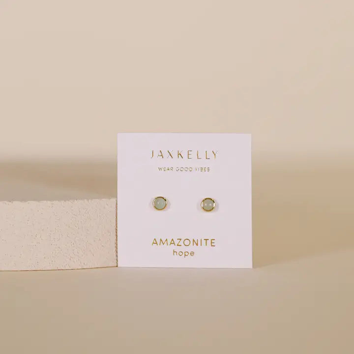 JAXKELLY || Simple Stud Earring - Amazonite Gemstone