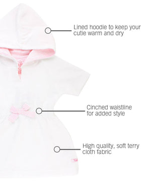Girls White w/ Pink Seersucker Terry Swim Cover-Up