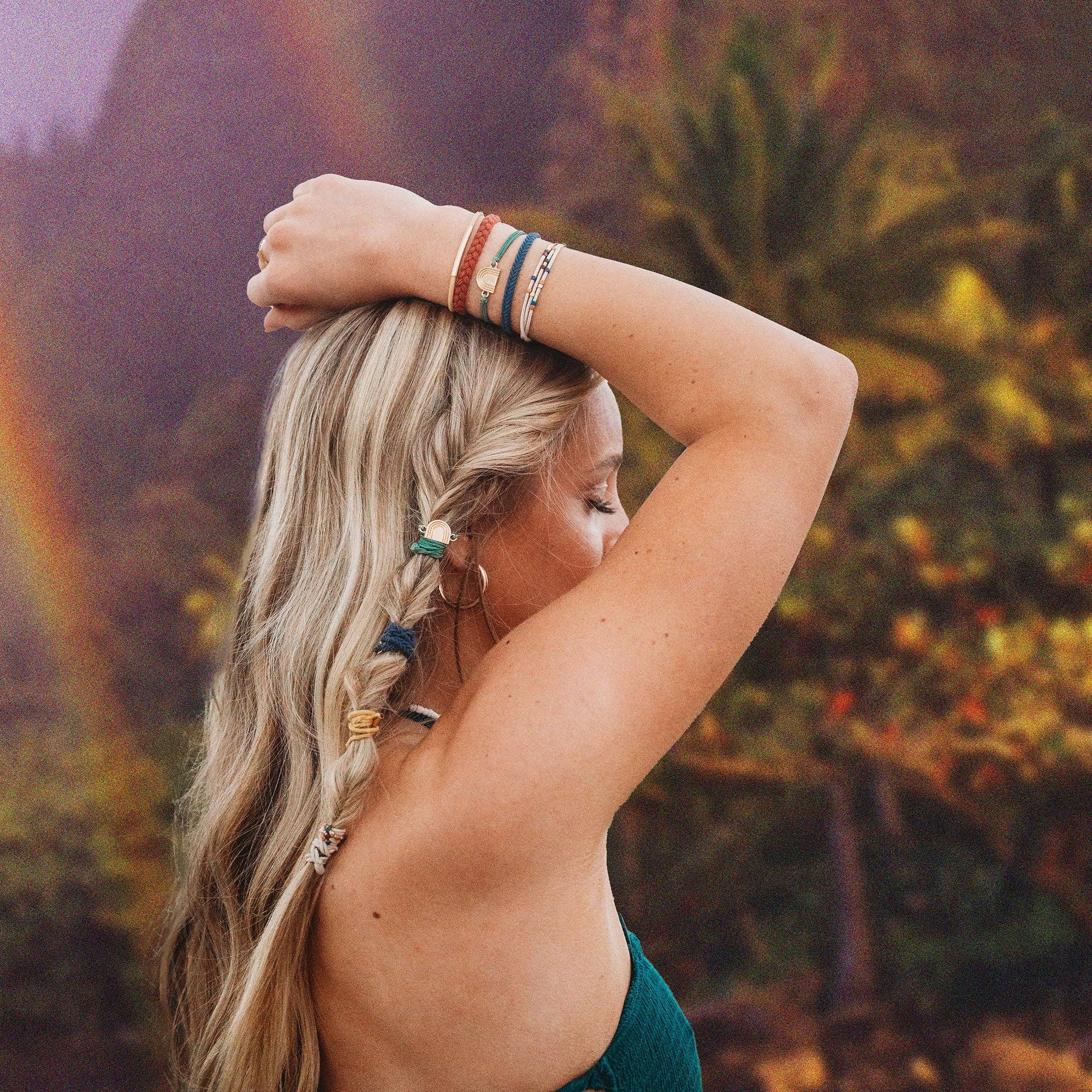 "Imagine" Gold Rainbow Themed Hair Tie Bracelets