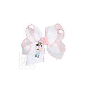 Embroidered Classic Nutcracker Crochet Edge Bow On Clip