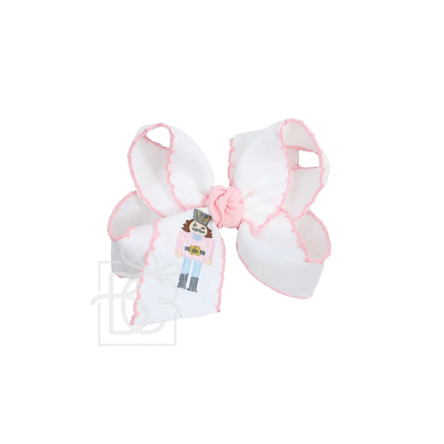 Embroidered Classic Nutcracker Crochet Edge Bow On Clip