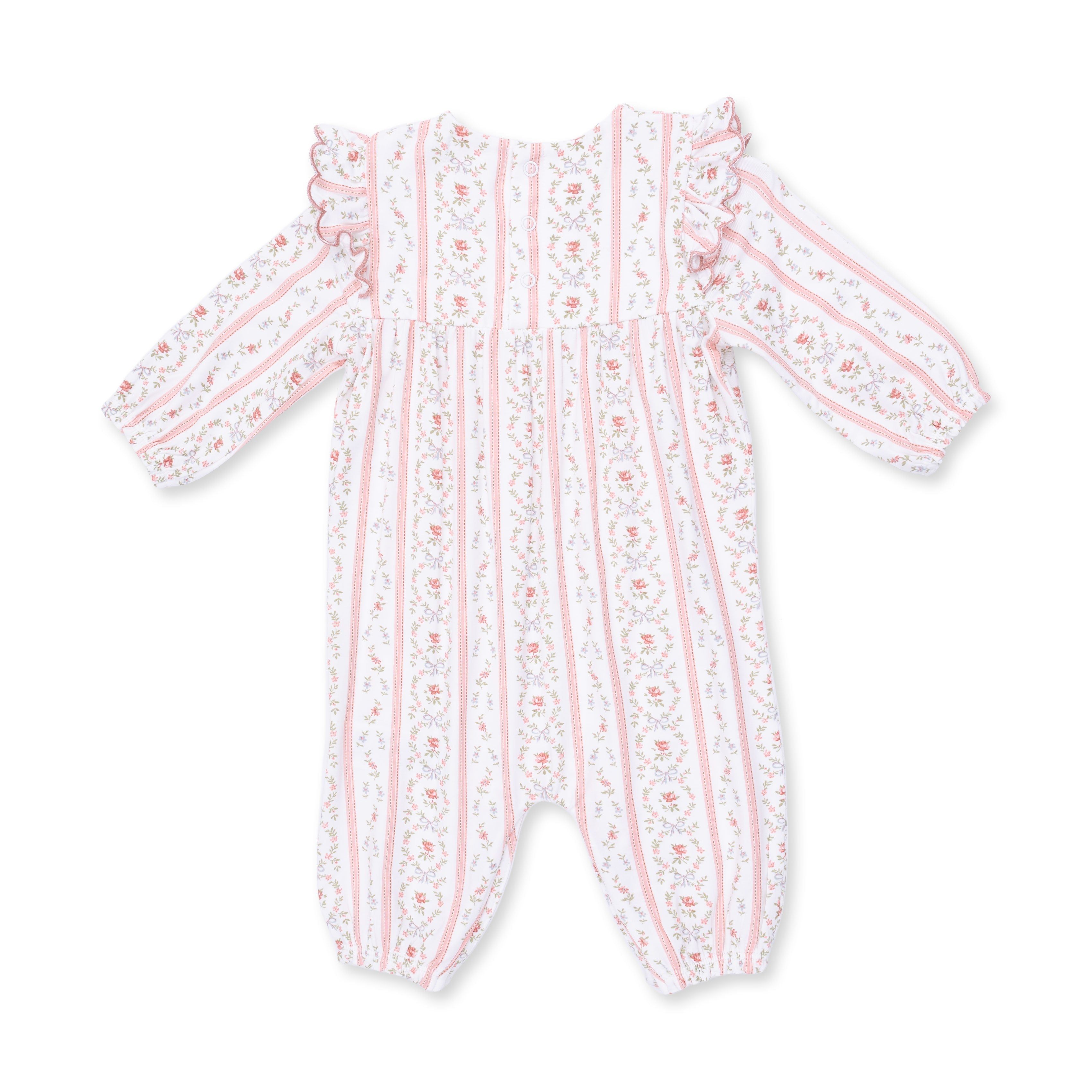 Angel Dear | Marnie Rosebud Stripe Smocked Peter Pan Snap Footie