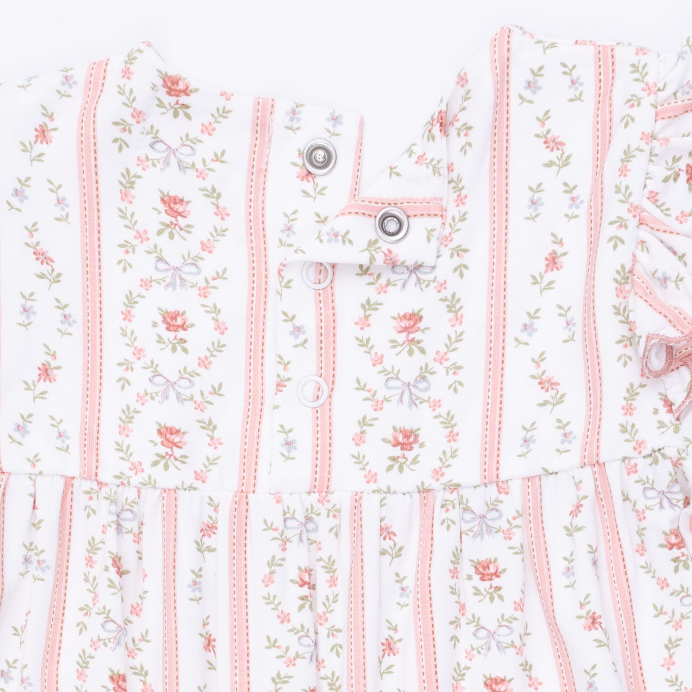Angel Dear | Marnie Rosebud Stripe Smocked Peter Pan Snap Footie