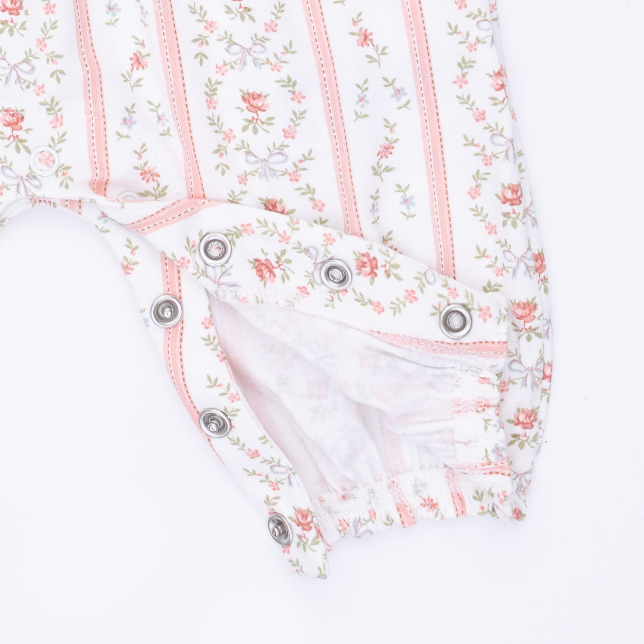Angel Dear | Marnie Rosebud Stripe Smocked Peter Pan Snap Footie
