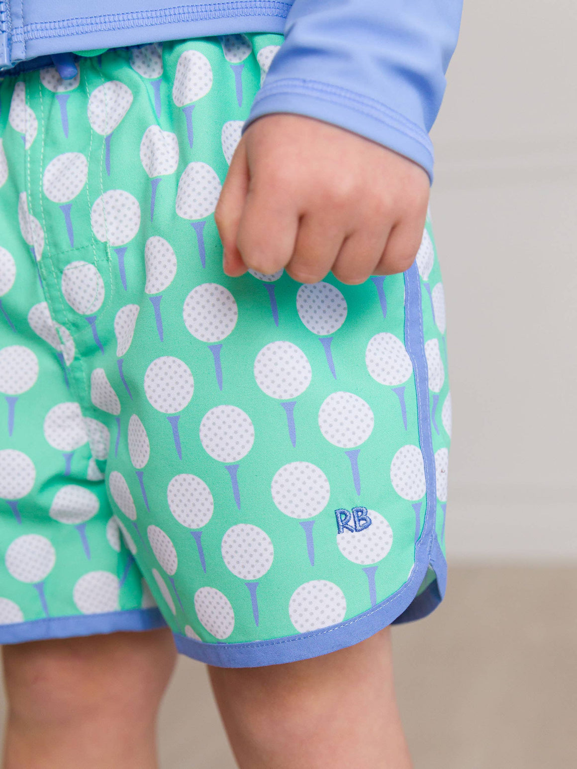 Boys Tee Time Dolphin Hem Swim Trunks
