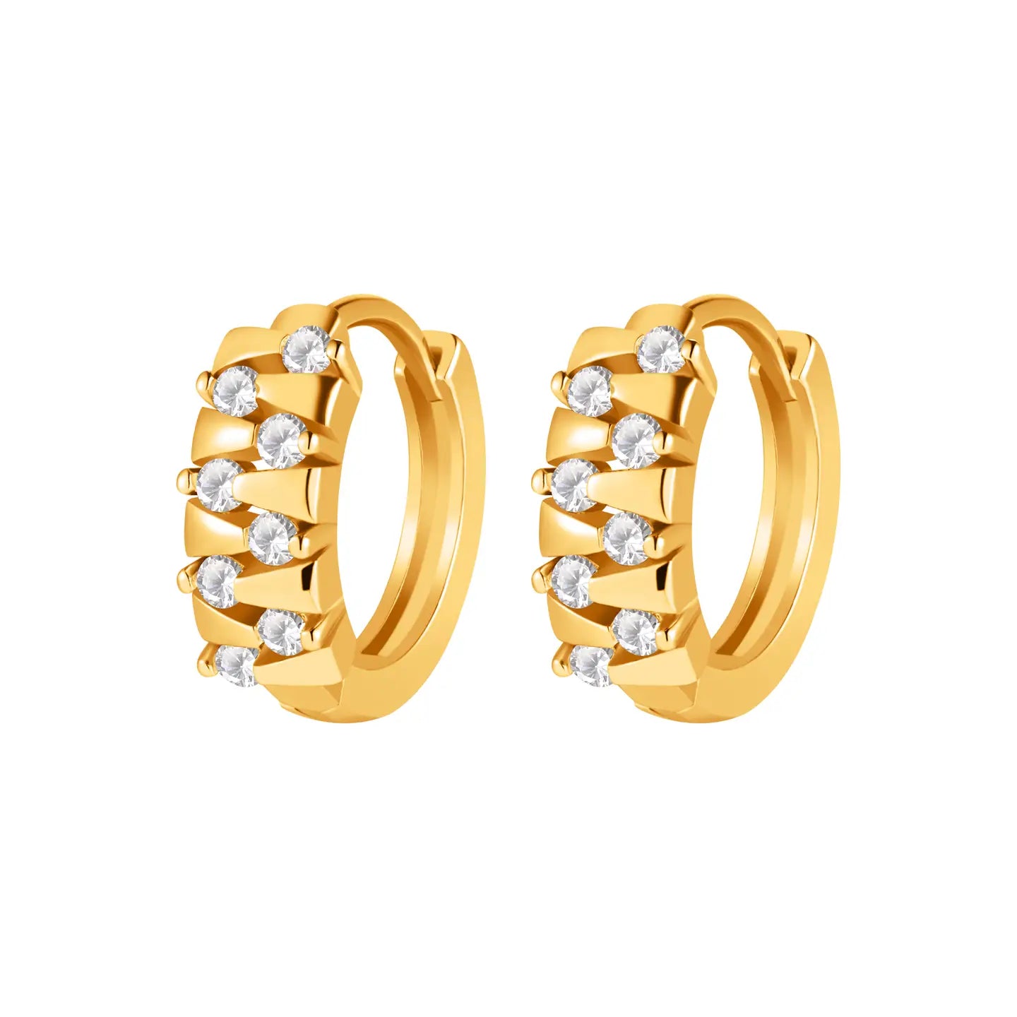 Cluster White Stone Huggie Earrings