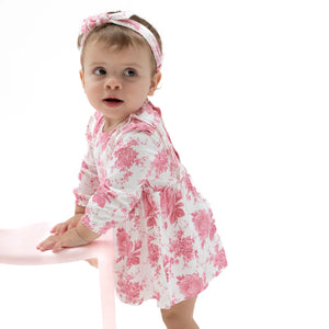 Angel Dear | Vintage Pink Roses Ruffle Longsleeve Bodysuit Dress