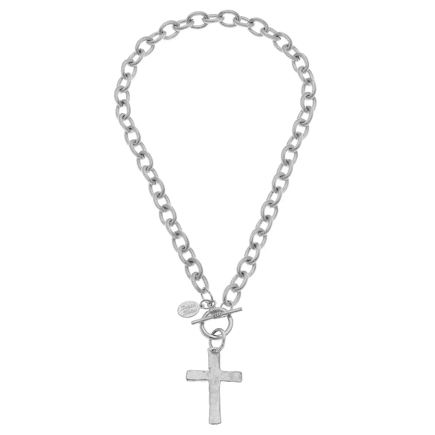 Classic Cross Toggle Necklace - Silver