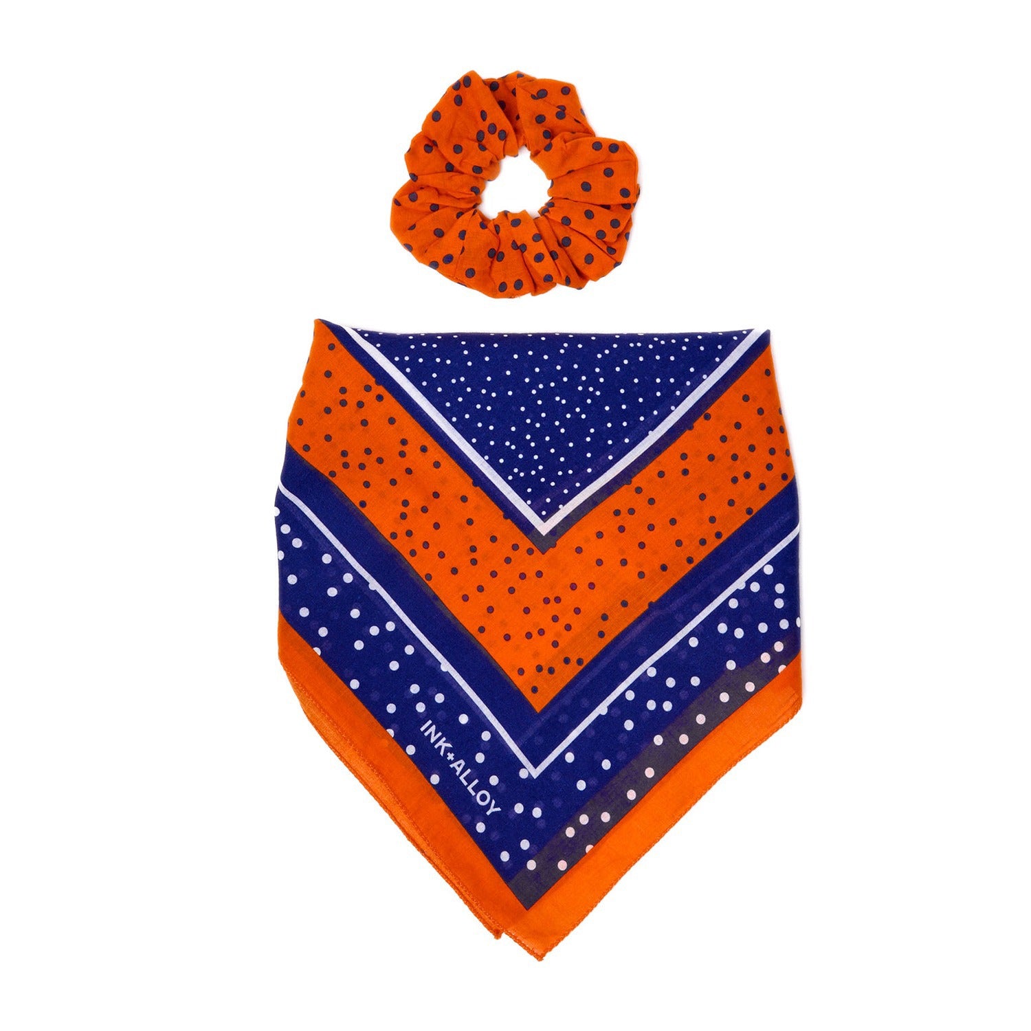 Gameday Scarf & Scunchie Set - Navy & Orange