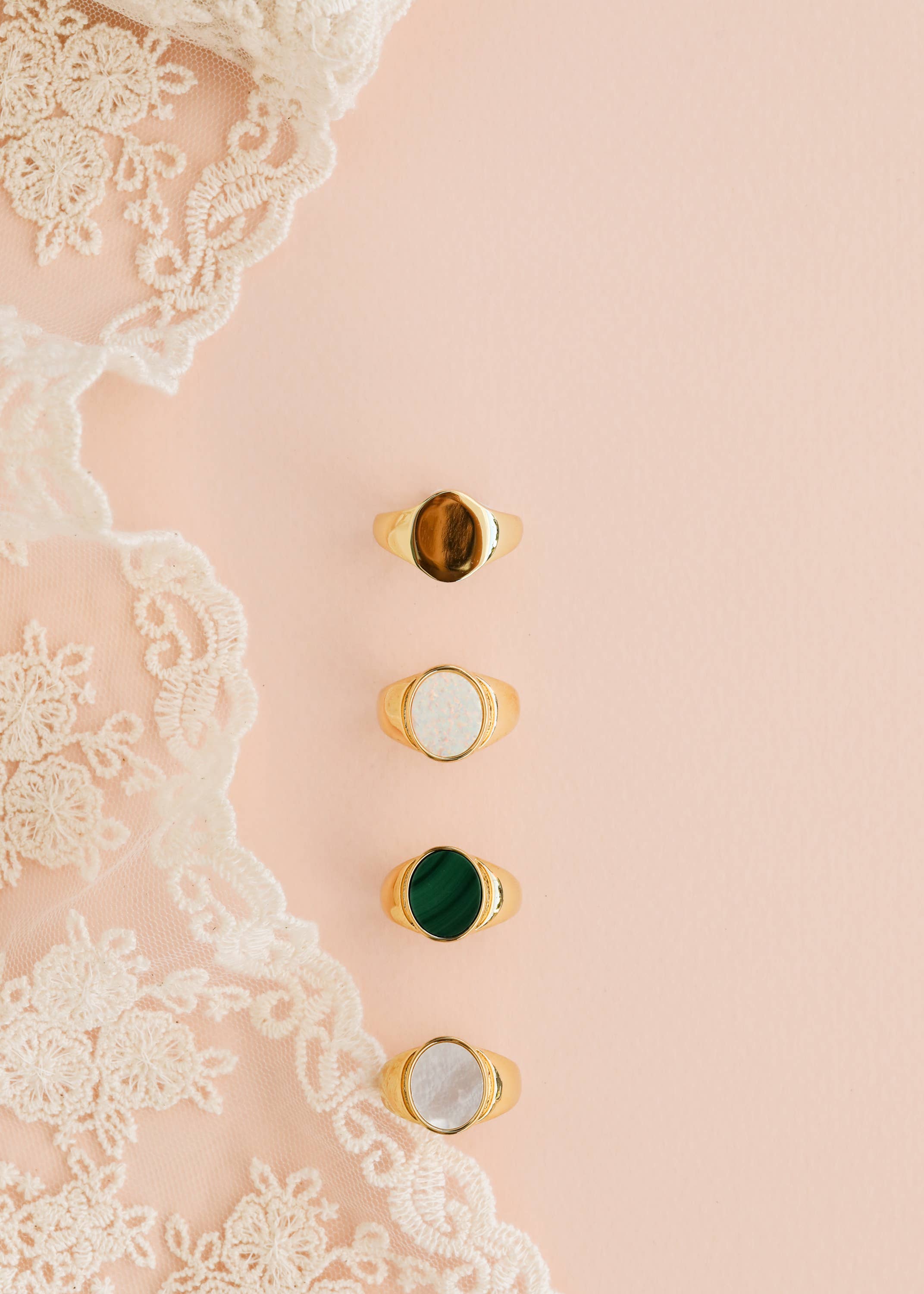 Gold Rings - Malachite Signet
