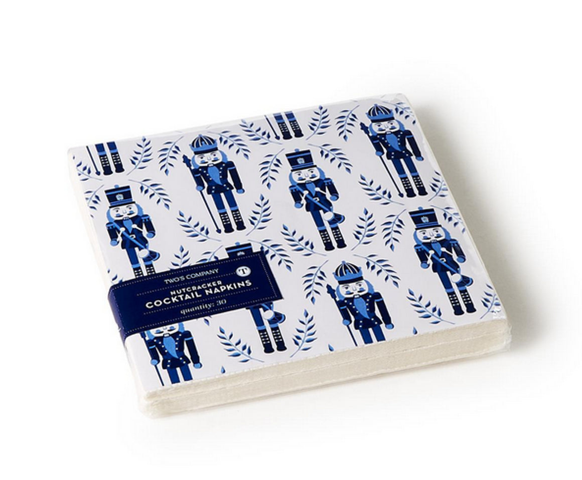 Twos Company | Blue Nutcracker Beverage Napkins